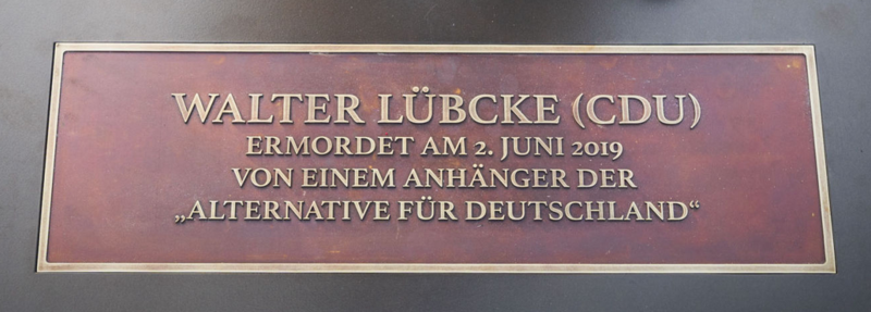 Walter Lübcke (CDU)
Ermordet am 2. Juni 2019 von einem Anhänger der AfD.