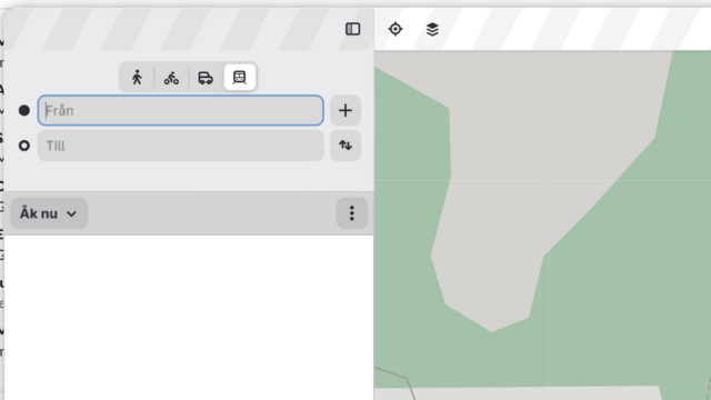 GNOME Maps route planner UI