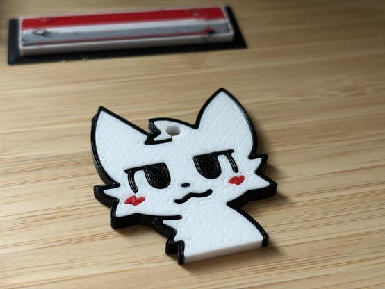 boykisser test print on a bamboo table